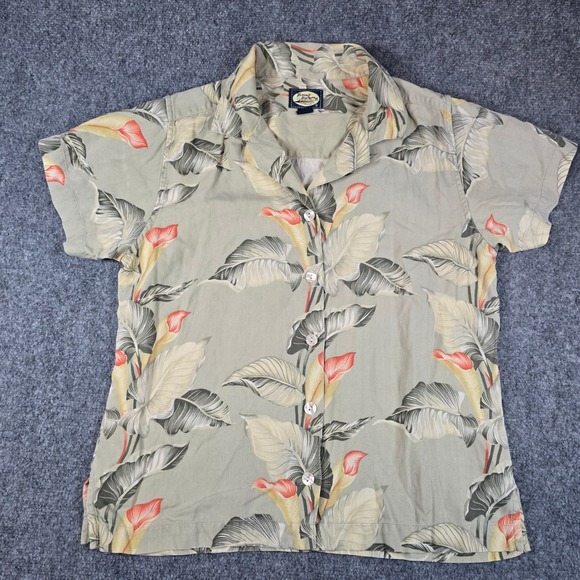 Tommy Bahama Women's Silk Tropical Floral Short Sleeve Button Up Shirt Size S - Picture 2 of 9